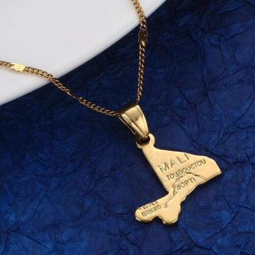 Gold Color Mali Map Pendant Necklace Fashion MLI for Women Girl Map Chain Jewelry