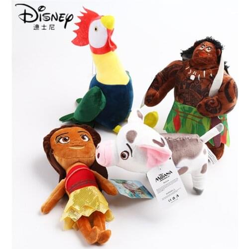 Disney 20-27CM Kawaii Moana Plush Toy Doll Maui Hei Hei the Rooster Spotted Pig Stuffed Christmas Birthday Gift Toy for Children