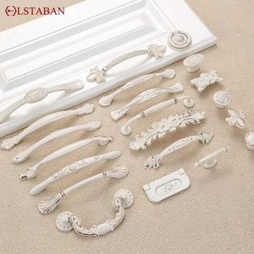 LSTABAN European Modern Single Hole Simplicity Ivory White Zinc Alloy Thickened Knob Wine Cabinet Drawer Shoe Door Handle
