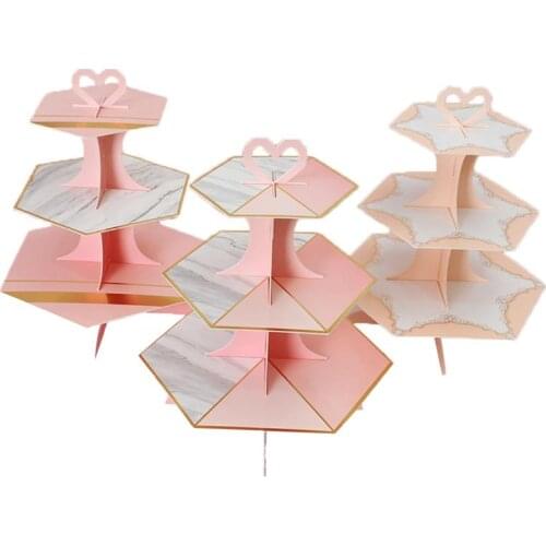 Multicolor Three-Layer Cake Stand Fruit Dessert Candy Cupcake Self-Help Display Tray Decoration For Wedding Birthday Party Event