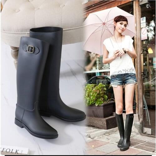 Fashion womens high tube fit buckle riding boots Knight boots equestrian equipment PVC material