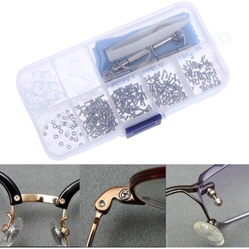 1 Set Eyeglass Sun Glasses Repair Tool Assortment Kit Screw Nut Nose Pad Ear Hook