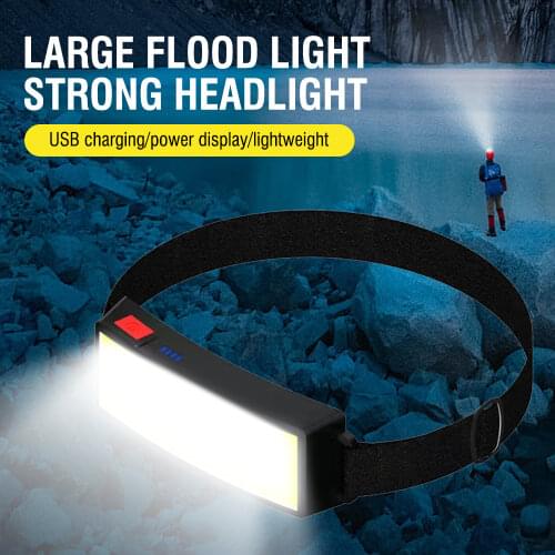 BORUiT G14 COB Headlamp Strip Light 3-Mode Headlight Waterproof Outdoor Head Torch by Chargeable Battery for Camping Fishing