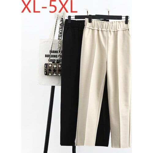 New 2020 Ladies Autumn Winter Plus Size Long Pants For Women Large Loose Casual Black Beige Thick Pocket Trousers 3XL 4XL 5XL