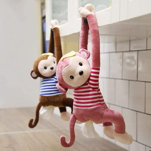 2021 New Creative Tissue Box Pippi Monkey Paper Napkin Case Cute Cartoon Animals Car Paper Boxes Napkin Holder Wall Hanging