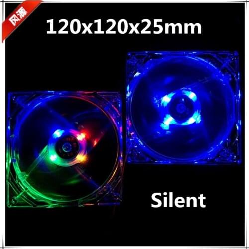 New Silent 120MM 12025 120x120x25MM Led Fan chassis fan DC12V computer case fan With 4D Connector