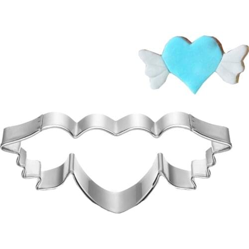 New Heart Metal Cookie Cutter Angel Wing Cake Decorating Tool Patisserie Gateau Biscuit Mold Pastry Bakeware Love Fondant Cutter