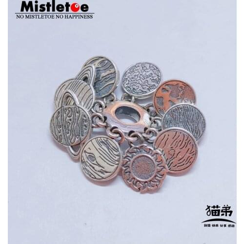 Mistletoe CatbyBeads 925 Sterling Silver Solar system planets Spacer Charm Bead Jewelry