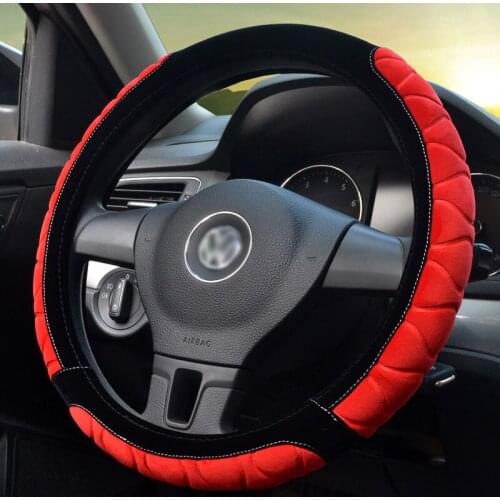 2019 New 36/40/38cm Autumn Winter Red Plush Sport Style Durable in use Leather Braid Steering Wheel Cover Furry Car Accessories