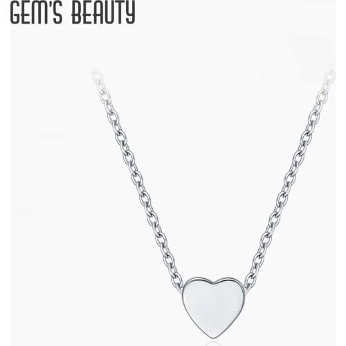 GEMS BEAUTY 925 Sterling Silver Initial Disc Pendant Necklace Handmade Cute Tiny Heart Necklaces Jewelry Gift for Women Jewelry