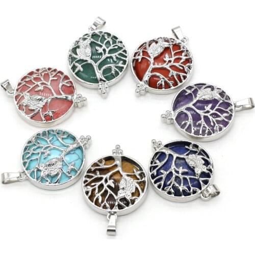 New Fashion Natural Stone Pendant Lapis Lazuli Amethysts & Alloy Charms for Jewelry Making DIY Necklace Accessories Size 28x36mm