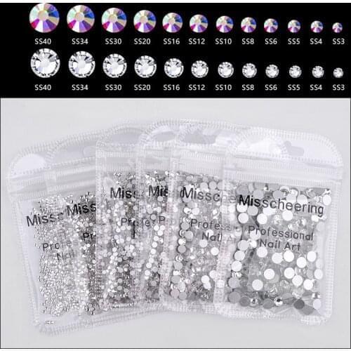 Swarovsky Promotion Crystal Nail Art Rhinestones SS3-SS50 Flatback Clear Non HotFix Rhinestones Glue On Nail Art Decoration