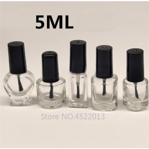 5ML 50pcs/lot Empty Clear Glass Nail Polish Bottle, DIY Transparent Nail Oil Storage Container, Portable Nail Nutrition Bottle