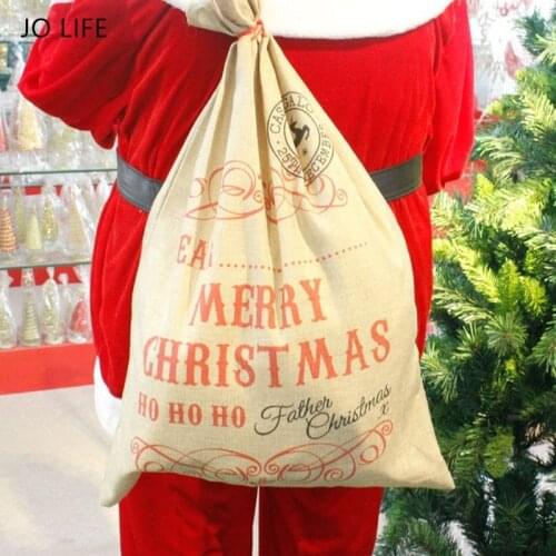 JO LIFE Christmas Burlap Bag Santa Claus Gift Bag Draw String Punches Costume Weihnachten Natale Decorazioni