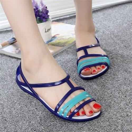 Women Jelly Shoes Rianbow Summer Sandals Female Wedges Slippers Casual Ladies Slip On Candy Color Peep Toe Beach Shoes