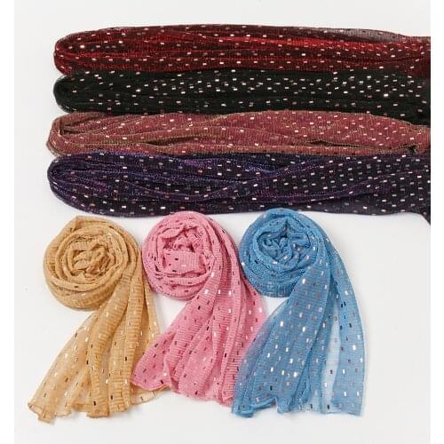 Sequins Scarf Hijab Mesh Summer Headscarf for Muslim Women Foulard Femme Musulman Female Head Wraps and Shawls Beach Scarfs