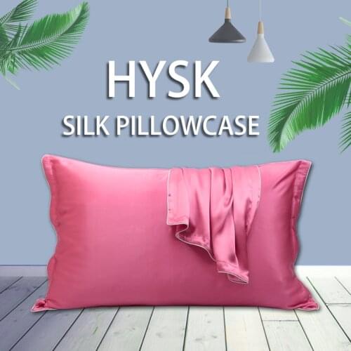 HYSK silk pillowcase pink oxford Envelop top grade aloe pure silk pillow cover 2 side thick sleeve satin long fiber cooling V242