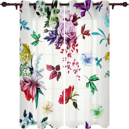Modern Curtains Flower Color Watercolor Baby Room Bedroom Creative Window Curtains Kitchen Living Room Terrace Valance Curtains
