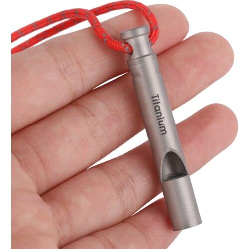 Titanium Emergency Survival Whistle EDC Keyring Loud Portable Keychain Necklace Whistle for Emergency Outdoor Hiking Camping
