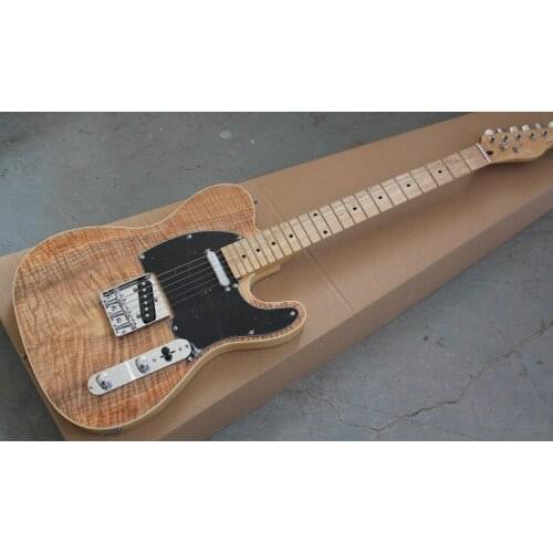 Top quality FDTL-2050 original color white binding solid body quilted maple veneer cover black pickguard maple fretboard TL electric guitar, Free shipping