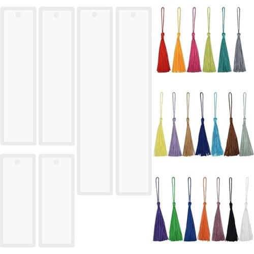 Bookmark Molds for Resin Casting 6Pcs Resin Molds with 40Pcs Tassels Epoxy Resin Molds for Chain DIY Art Craft