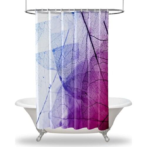 Flowers Printed Showers Curtain / Waterproof Button Hole Shower Drapes for Your Bathtub,Bathroom Transparent Leaves Nature View