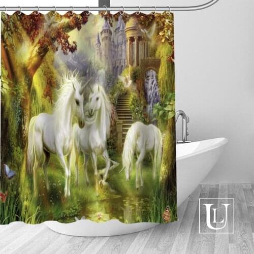 Unicorn Forest Shower Curtains Custom Design Creative Shower Curtain Bathroom Waterproof Polyester Fabric