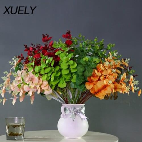 Green plants eucalyptus 50cm / 16 heads artificial eucalyptus leaves garden silver leaves home plants wall decor fake flowers