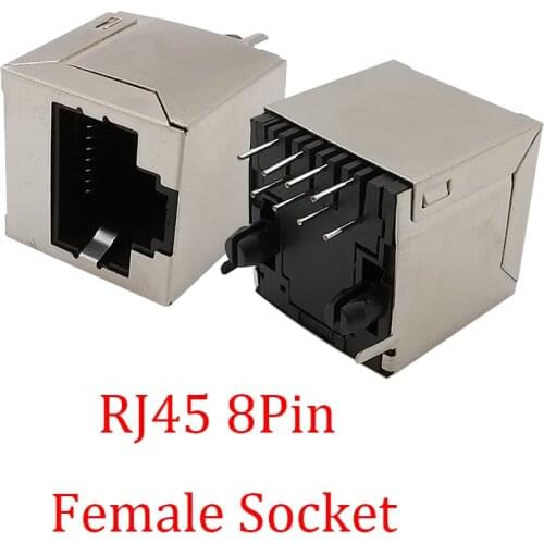 1/3/5Pcs RJ45 8P8C Network Sockets Metal RJ45 8 Pin Female Jack PCB Right Angle Board Straight Pin Crystal Head Socket Interface