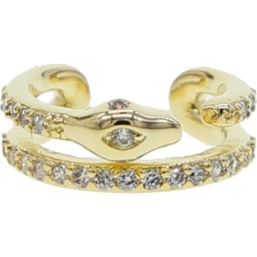 1 piece snake shape double row circle cz clip on earring no piercing ear cuff wholesale