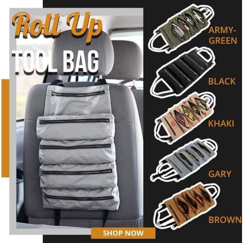 1PCS Roll Tool Roll Multi-Purpose Tool Roll Up Bag Wrench Roll Pouch Hanging Tool Zipper Carrier Tote Dropshipping