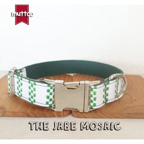 10pcs/lot MUTTCO retailing self-design dog collar THE JABE MOSAIC handmade poly satin and nylon 5 sizes dog collar set UDC095