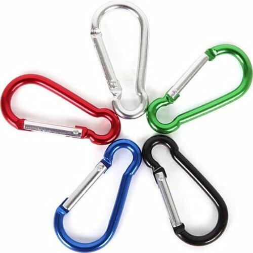 10pcs/lot Alloy Metal Spring Key Ring Circle Round Carabiner Camping Spring Snap Clip Hook Camping Climbing Hiking Outdoor Tools