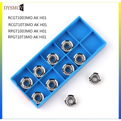 10pcs RCGT10T3MO AK H01 aluminum alloy turning insert RPGT round insert RCGT1003 hard alloy cnc turning tool aluminum tool