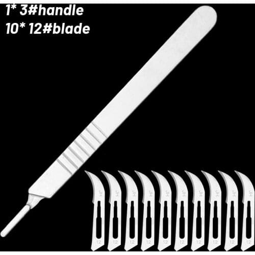 11pcs Carbon Steel Utility Blade Scalpel Blade DIY Cutting Hand Tools #10 12 15 20 22 24 Medical Handel Scalpel Engraving Knive