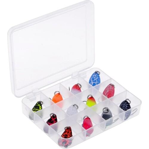 12pcs Fishing Lure Spoons Sequins Baits Hard Lure with Single Hook Colorful