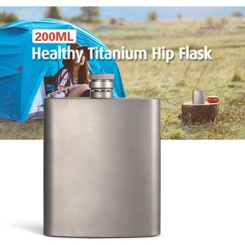 200ML Titanium Flask Liquor Ultralight Flat Hip Flask Outdoor Camping Picnic Hiking Water Drink Tableware For Outdoor Camping