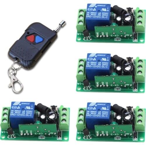315Mhz Relay DC9V 24V 12V 1CH Wireless RF Remote Control Switch 1 Transmitter+4 Receiver for Access/Door Control System