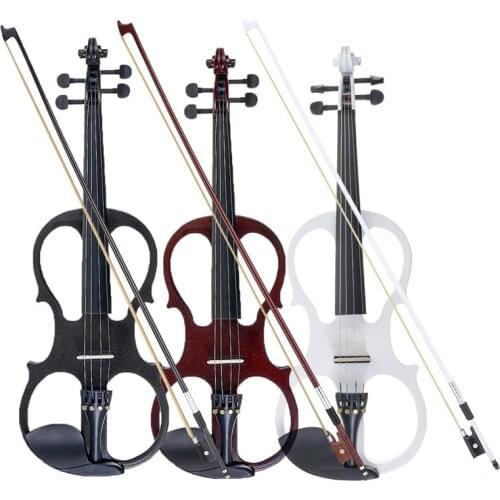 4/4 Electric Acoustic Violin Basswood Fiddle with Violin Case Cover Bow Rosin for Musical Stringed Instrument Lovers Beginners