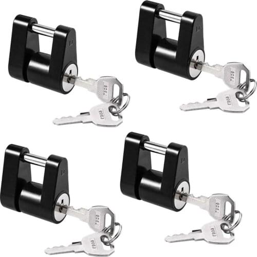 4 Pack Anti-Theft Black Trailer Hitch Coupler Lock Dia 1/4 Inch 3/4 In Caravan Accessories Span For Tow Boat RV Truck