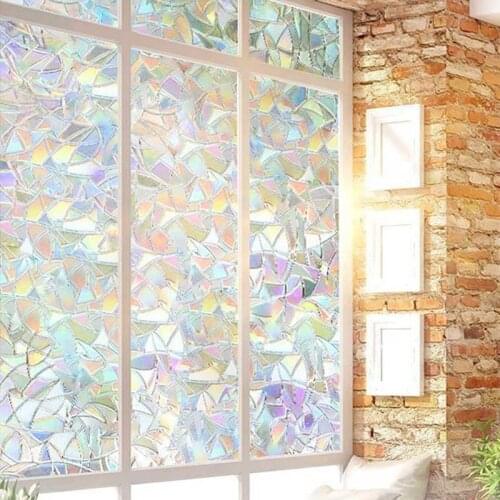 45x100cm 3D Window Glass Film Sticker No Glue Static Decorative Privacy Rainbow Films Self-Adhesive Film Anti UV Glass Sticker
