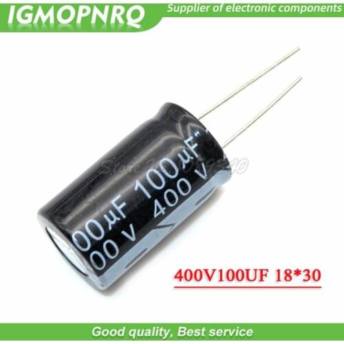 5PCS 400V100UF 18*30mm 100UF 400V 18*30 Aluminum electrolytic capacitor