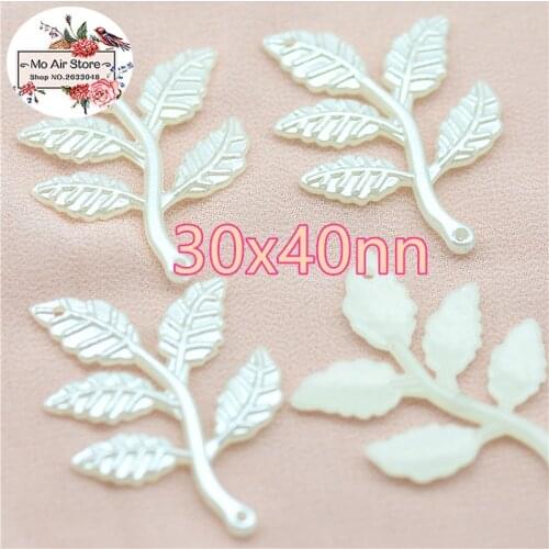 50pcs/lot 30x40mm ivory leaf pearl Beads ABS Resin Flatback Simulated pearl Beads Jewelry Crafts