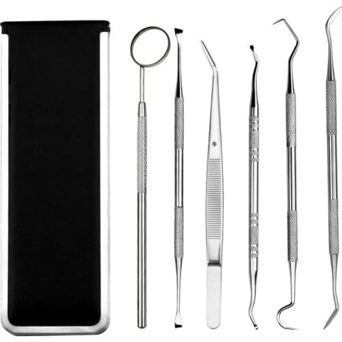 6pc/set Dental Mirror Stainless Steel Dental Dentist Prepared Tool Set New Probe Tooth Care Kit Instrument Tweezer Hoe Sickle