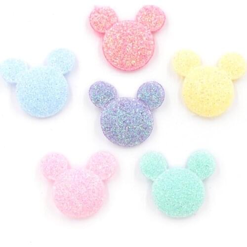 60Pcs 18*20mm Glitter Mouse Head Bepowder Applique Cloth Padded Patches for Craft/Clothes/Hairpin/Wedding DIY Decoration F02