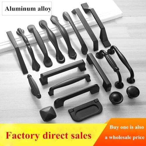 American Fashion Modern High-End Black Door Handle Decorative Furniture Knobs Push Pull Handles Furniture Door Handle