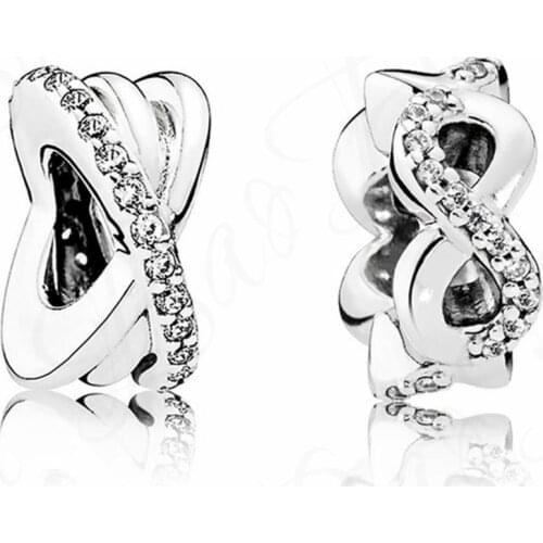 Baofu 925 Sterling Silver Beaded Shiny X-shaped And 8-shaped Gaskets Are Suitable For Original Ladies Bracelet DIY Jewelry