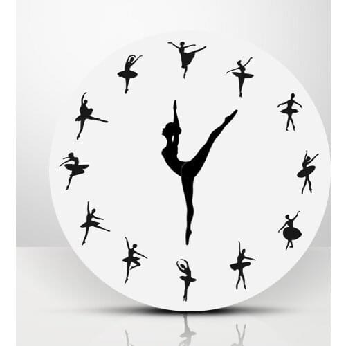 Brief Ballet Dancer Modern Design Wall Clock Charming Ballerina 3D Wall Clock Baby Girl Nursery Decor Unique Gift For Ballerina