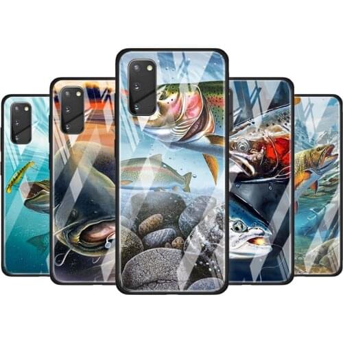 Trout Panel Fish Fishing for Samsung Galaxy S20 FE Ultra Note 20 S10 Lite S9 S8 Plus Luxury Tempered Glass Phone Case Cover