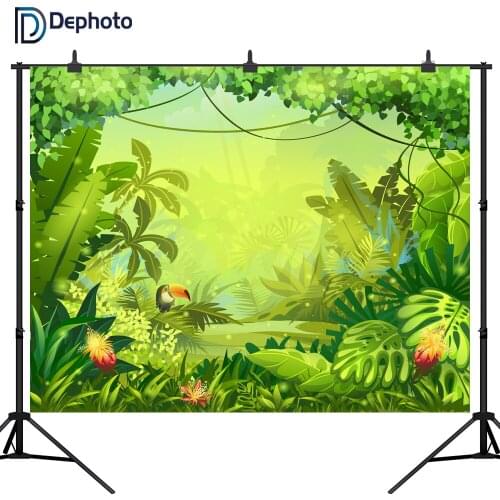 DePhoto Jungle safari backdrop Photography Backdrops happy birthday backdrop background Banner birthday Baby shower Backdrop